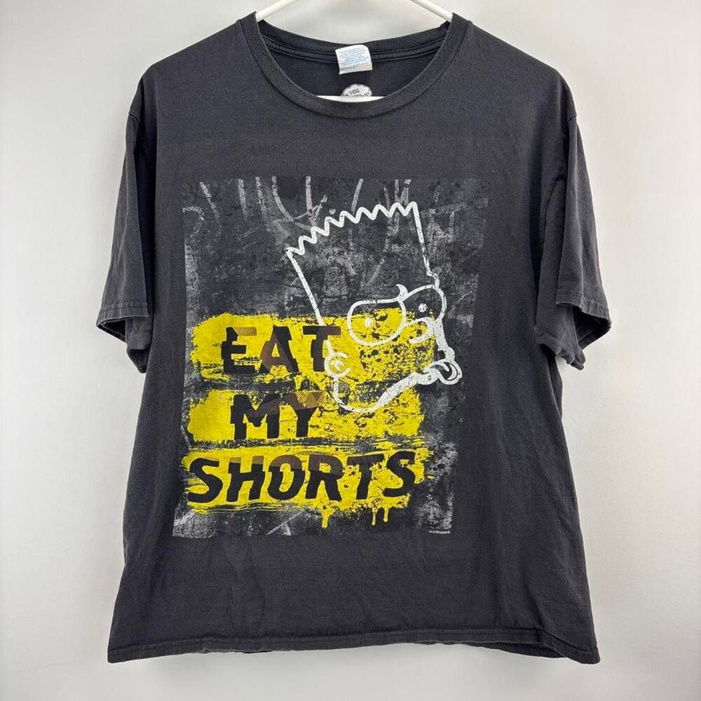 Bart Simpson "Eat My Shorts" Gray Short Sleeve Shirt Size L